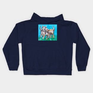 Frolicking Fetching Finger Print Pups Kids Hoodie